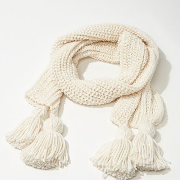 Forever 21 Accessories - Forever 21 Womens Tassel Accent Oblong Scarf Cream